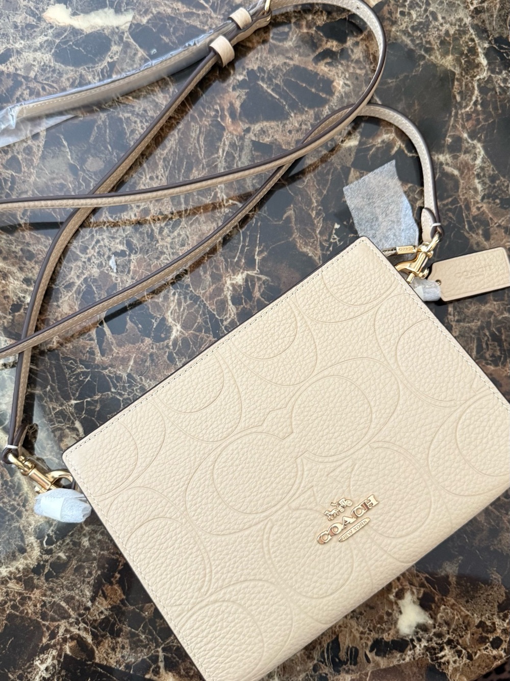 Coach Pebbled Leather Crossbody Bag in Chalk